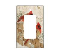 Cardinal Birds Light Switch Cover Plates/Outlet Covers, Red Winter Wall Accents, Thermoplastic Wall Plates, Standard Size Single Rocker