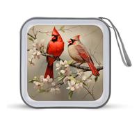 Cardinal Birds On Almonds Branch CD Case 40 Capacity Plastic DVD Storage Box Sleeves Zippered Wallet