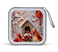 Cardinal Birds Snow Day House Funny CD Case 40 Capacity DVD Holder Portable Storage Disc Binder Wallet for Car Home Travel