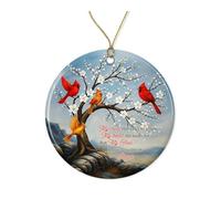 Cardinal Ceramic Christmas Ornament - My Mind Still Talks to You Quote - Memorial Holiday Tree Decoration - Gift for Bereaved Families Printed on Both Sides