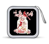 Cardinal Cherries Flowers Bird Portable CD Case Storage Bag 40 Capacity CD Holder Wallet Plastic DVD Collection Bags