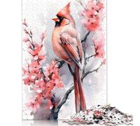 Cardinal Cherry Blossom Jigsaw Puzzles 500 Pieces for Adults | Puzzles | 500 Piece Puzzle Educational Games Home Decoration Puzzle 500pcs (52x38cm)