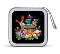Cardinal & Chickadee Birds Spring Flowers CD Case Holder Portable 40 Capacity DVD Wallet Storage Organizer for Car Travel