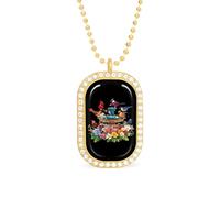 Cardinal & Chickadee Birds Spring Flowers Womens Necklace Adjustable Jewelry Chain Pendant for Travel Party Golden-style