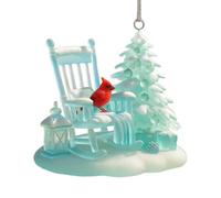 Cardinal Christmas Ornaments - 2D Rocking Chair Topper Pendant, Holiday Bird Decoration for Mom Teacher Women, Coworkers Friend Grandma Gift, Home Window Hanging Accessory Seasonal Tree Ornament