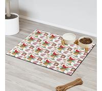 Cardinal Christmas Pet Feeding Mat for Cat Dog Water Bowl Food Mats Candy Cane Winter Pet Feeding Mats Absorbent Nti-Slip Contain Spills Protects Floors Placemat 40.6 x 60.9 cm