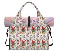 Cardinal Christmas Sports Duffle Bag with Shoe Compartment Candy Cane Winter Weekend Overnight Bags Tote Cabin Luggage Bag for Gym Yoga Travel