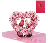 Cardinal Couple Pop Up Anniversary Cards, 3D Valentine Day Card, Romantic Wedding Love Gifts, Anniversary Wedding Gifts for Husband Wife Mum Dad Son Daughter Her Him (Cherry Blossom)