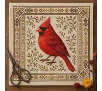 Cardinal Cross Stitch Kit with Floral Pattern, Hummingbird Cross Stitch Kit Personalized Bird Embroidery Kit for Adults Beginners, DIY Needlepoint Home Wall Art Decoration Gift(Cardinal,Counted)