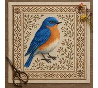 Cardinal Cross Stitch Kit with Floral Pattern, Hummingbird Cross Stitch Kit Personalized Bird Embroidery Kit for Adults Beginners, DIY Needlepoint Home Wall Art Decoration Gift(Bluebird,Counted)