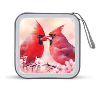 Cardinal Cute Bird in Love CD Holder Case with 40 Capacity Protective Sleeves Hard DVD Storage Wallet for Car