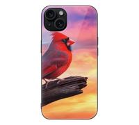 Cardinal Cute Bird Morning Glass Phone Case Suitable for iPhone 15 Series
