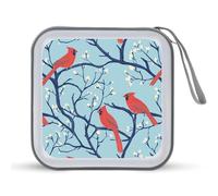 Cardinal Cute Bird Portable CD Case 40 Capacity DVD Collection Holder Zipper Storage Wallet for Car Home Travel