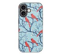 Cardinal Cute Bird Printed Glass Phone Case Slim Protective Cover Compatible with iPhone 17/17 Air/17 Pro/17 Pro Max