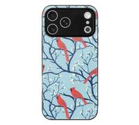 Cardinal Cute Bird Printed Glass Phone Case Slim Protective Cover Compatible with iPhone 17/17 Air/17 Pro/17 Pro Max