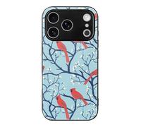 Cardinal Cute Bird Printed Glass Phone Case Slim Protective Cover Compatible with iPhone 17/17 Air/17 Pro/17 Pro Max