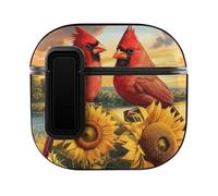 Cardinal Cute Bird Sunflower Cute Case Compatible with AirPods 4 Protective Cover with Automatic Lock