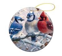 Cardinal Cute Blue Jay Bird Funny Ceramic Ornament 3 Inch 2 Pcs
