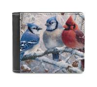 Cardinal Cute Blue Jay Bird Men's Wallet Bifold RFID Blocking Wallet Slim Billfold Pocket with Card Holders for Women