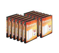 Cardinal Economy 3-Ring Binders, 1/2" Round Rings, Holds 125 Sheets, ClearVue Presentation View, Non-Stick, Black, Carton of 12 (90602)