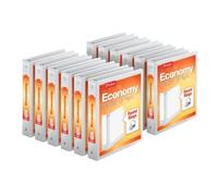 Cardinal Economy 3-Ring Binders, 1.5", Round Rings, Holds 350 Sheets, ClearVue Presentation View, Non-Stick, White, Carton of 12 (90631)
