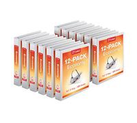 Cardinal Economy 3-Ring Binders, 1.5", Slant-D Rings, Holds 375 Sheets, ClearVue Presentation View, Non-Stick, White, Case of 12 (90751)