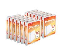 Cardinal Economy 3-Ring Binders, 1", Round Rings, Holds 225 Sheets, ClearVue Presentation View, Non-Stick, White, Carton of 12 (90621)