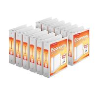 Cardinal Economy 3-Ring Binders, 2", Round Rings, Holds 475 Sheets, ClearVue Presentation View, Non-Stick, White, Carton of 12 (90641)