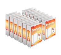 Cardinal Economy 3-Ring Binders, 3", Round Rings, Holds 625 Sheets, ClearVue Presentation View, Non-Stick, White, Carton of 12 (90651)