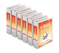 Cardinal Economy 3-Ring Binders, 3", Slant-D Rings, Holds 725 Sheets, ClearVue Presentation View, Non-Stick, White, Case of 6 (90771)
