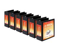 Cardinal Economy 3-Ring Binders, 4", Slant-D Rings, Holds 835 Sheets, ClearVue Presentation View, Non-Stick, Black, Case of 6 (90780)