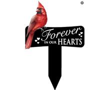 Cardinal Grave Decorations For Cemetery 11.8 X 7.87 for Cemetery Metal Sympathy Stakes Memorial Gift for Garden Yard