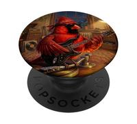 Cardinal Guitar Record Player Birdlover Birdwatcher Bird PopSockets Adhesive PopGrip