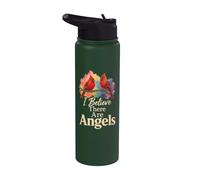 Cardinal I Believe There are Angels Memorial Gift Stainless Steel Insulated Water Bottle