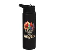 Cardinal I Believe There are Angels Memorial Gift Stainless Steel Insulated Water Bottle