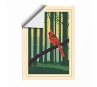 Cardinal in the Forest Scandinavian Unframed Wall Art Print A2 (59.4×42cm), Wall Decor for Living Room, Bedroom, Office & Home, Art Gift