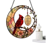 Cardinal Light Catcher Suncatcher - Stained Glass Rainbow Maker Window Hanging Decor | Acrylic Bird Sunlight Prism Ornament For Indoor Outdoor Garden Backyard Home Art Gift For Women Men
