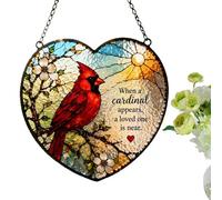 Cardinal Light Catcher Suncatcher - Stained Glass Rainbow Maker Window Hanging Decor | Acrylic Bird Sunlight Prism Ornament For Indoor Outdoor Garden Backyard Home Art Gift For Women Men