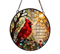 Cardinal Light Catcher Suncatcher - Stained Glass Rainbow Maker Window Hanging Decor | Acrylic Bird Sunlight Prism Ornament For Indoor Outdoor Garden Backyard Home Art Gift For Women Men