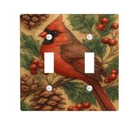 Cardinal Light Switch Cover Plate/Outlet Covers, Red Winter Bird for Holiday Decor, Thermoplastic Wall Plates, Standard Size Double Toggle