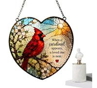 Cardinal Memorial Decor - Stained Glass, Acrylic Ornament, Vibrant Sunlight Catcher, Red Bird Hanging, Rainbow Creating Prism, Elegant Memorial Gift for Garden, Window, Backyard, Patio, Home