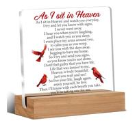 Cardinal Memorial Gifts for Loved Ones, Sympathy Gifts for Loss of Loved One, As I Sit in Heaven Home Decor Desk Signs Plaque