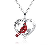 Cardinal Necklace for Women Cardinals Appear when Angels Are Near Heart Memorial Necklace for Her, Copper, No Gemstone