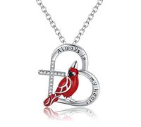 Cardinal Necklace for Women Cardinals Appear when Angels Are Near Heart Memorial Necklace for Her, Copper, No Gemstone