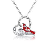 Cardinal Necklace for Women Cardinals Appear when Angels Are Near Heart Memorial Necklace for Her, Copper, No Gemstone