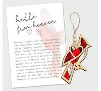 Cardinal Ornament - Hello from Heaven Story Card - Wooden Cardinal Design - Symbol of Hope Love and Comfort - Spiritual Keepsake Bringing Peace and Remembrance from Heaven