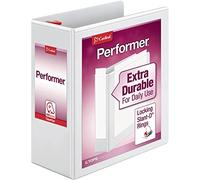 Cardinal Performer 3-Ring Binder, 4", Locking Slant-D Rings, 890-Sheet Capacity, ClearVue Presentation Binder, Nonstick, PVC-Free, White (19050)