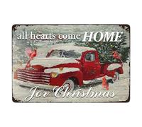 Cardinal Sign Retro Metal Tin Sign All Hearts Come Home for Christmas Tin Sign Home Bar Patio Cave Wall Vintage Decor Novelty Sign 8x12 Inches