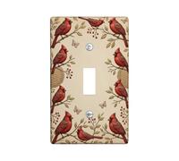 Cardinal Single Light Switch Cover Plate, Nature Vintage Branch Berry Fall Red Plastic Standard Size Wall Switch Plates Accents for Living Room Bedroom Home Office Decor (Single)