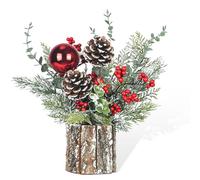 Cardinal Small Christmas Tree，13''Tabletop Christmas Tree with Christmas Style，Artificial Mini Christmas Tree for Home, Party,Christmas New Year Décor